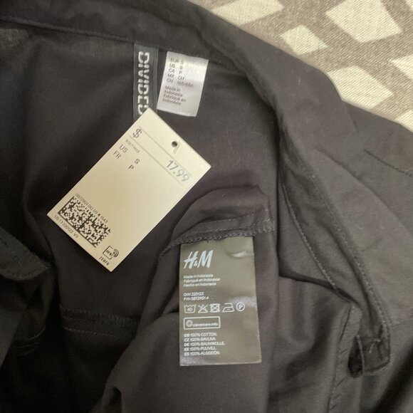 H&M Mens Black Cotton Button-Up Shirt NWT Size S - Picture 5 of 5